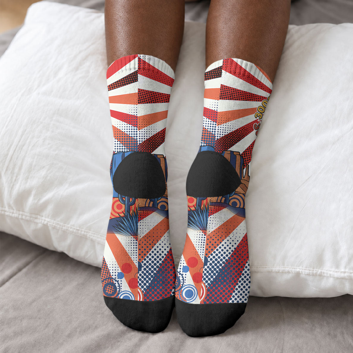 Bass Reeves Black Cowboy Legend Crew Socks Retro Comic Pop Art Sunburst Western US Marshal Badge