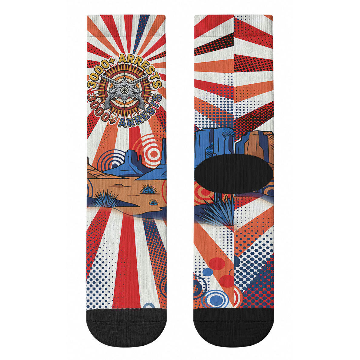 Bass Reeves Black Cowboy Legend Crew Socks Retro Comic Pop Art Sunburst Western US Marshal Badge