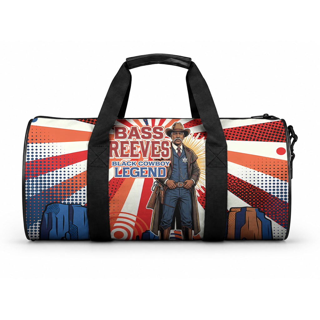 Bass Reeves Black Cowboy Legend Duffle Bag Retro Comic Pop Art Sunburst Western US Marshal Badge