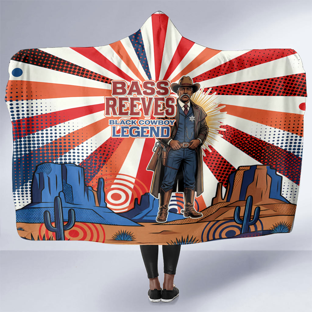 Bass Reeves Black Cowboy Legend Hooded Blanket Retro Comic Pop Art Sunburst Western US Marshal Badge