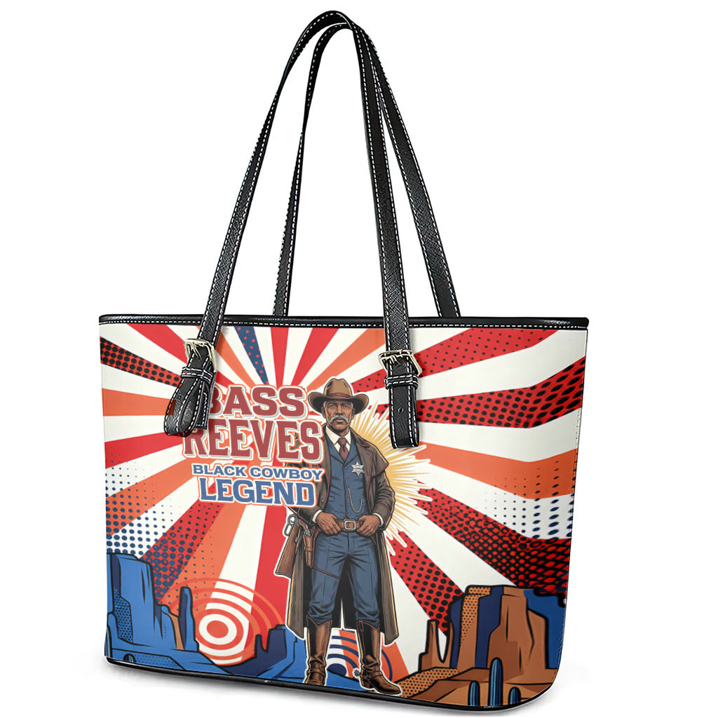 Bass Reeves Black Cowboy Legend Leather Tote Bag Retro Comic Pop Art Sunburst Western US Marshal Badge