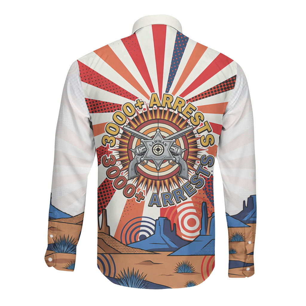 Bass Reeves Black Cowboy Legend Long Sleeve Button Shirt Retro Comic Pop Art Sunburst Western US Marshal Badge