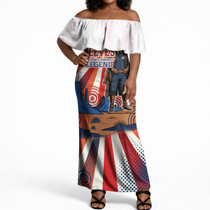 Bass Reeves Black Cowboy Legend Off Shoulder Maxi Dress Retro Comic Pop Art Sunburst Western US Marshal Badge