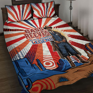 Bass Reeves Black Cowboy Legend Quilt Bed Set Retro Comic Pop Art Sunburst Western US Marshal Badge