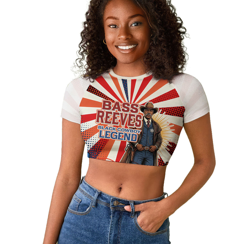 Bass Reeves Black Cowboy Legend Raglan Cropped T shirt Retro Comic Pop Art Sunburst Western US Marshal Badge