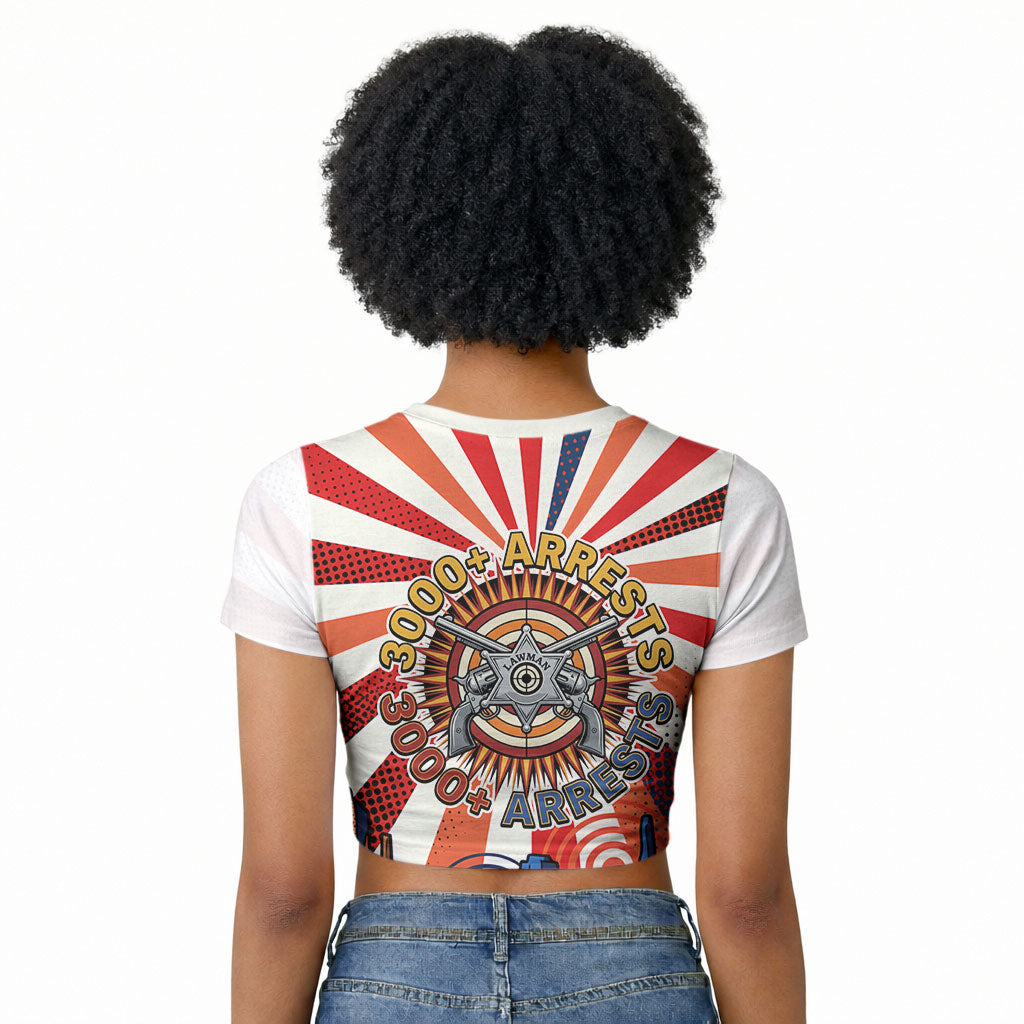 Bass Reeves Black Cowboy Legend Raglan Cropped T shirt Retro Comic Pop Art Sunburst Western US Marshal Badge