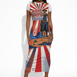 Bass Reeves Black Cowboy Legend Short Sleeve Bodycon Dress Retro Comic Pop Art Sunburst Western US Marshal Badge