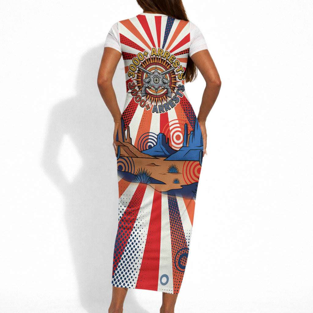 Bass Reeves Black Cowboy Legend Short Sleeve Bodycon Dress Retro Comic Pop Art Sunburst Western US Marshal Badge