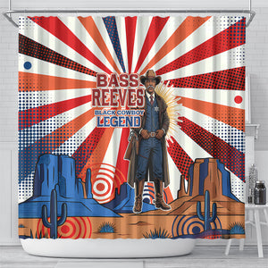 Bass Reeves Black Cowboy Legend Shower Curtain Retro Comic Pop Art Sunburst Western US Marshal Badge