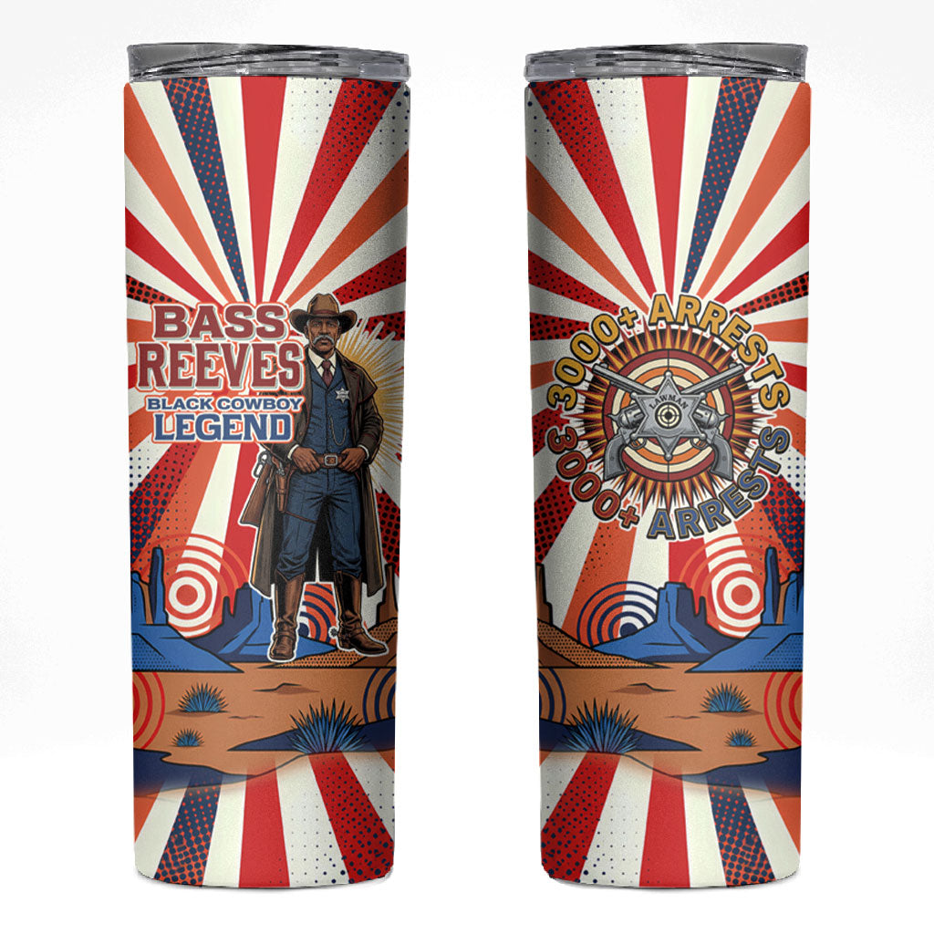 Bass Reeves Black Cowboy Legend Skinny Tumbler Retro Comic Pop Art Sunburst Western US Marshal Badge