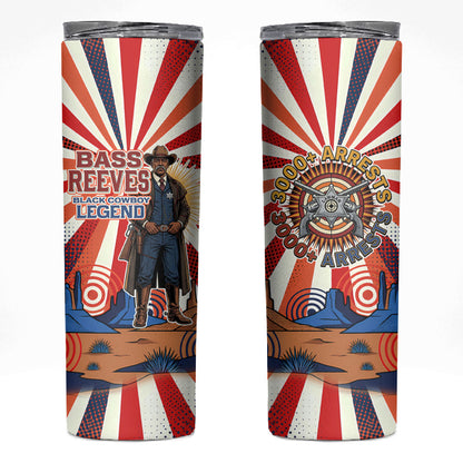 Bass Reeves Black Cowboy Legend Skinny Tumbler Retro Comic Pop Art Sunburst Western US Marshal Badge