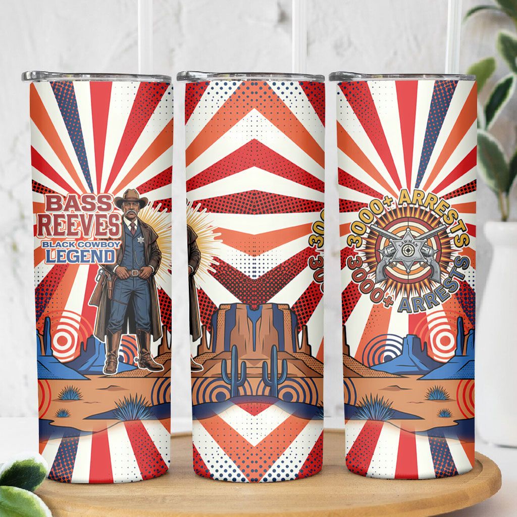 Bass Reeves Black Cowboy Legend Skinny Tumbler Retro Comic Pop Art Sunburst Western US Marshal Badge