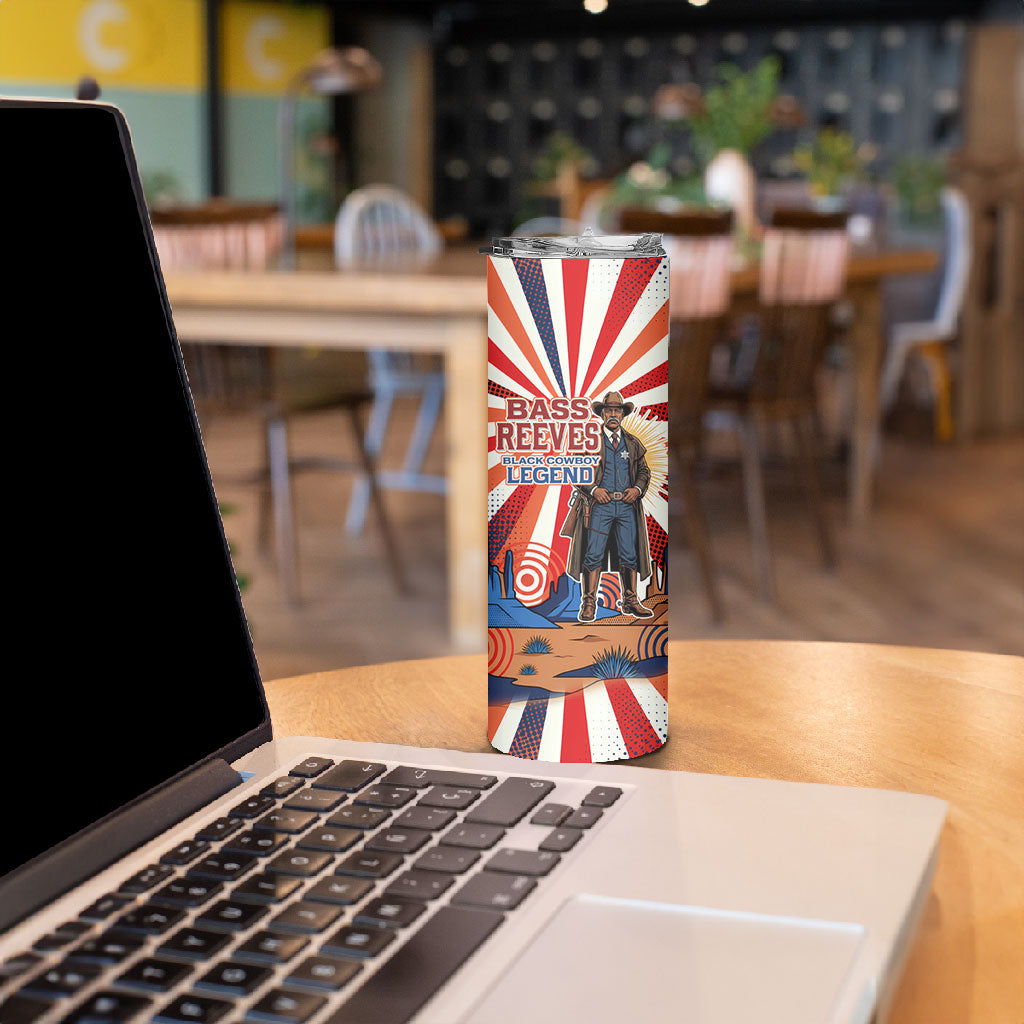 Bass Reeves Black Cowboy Legend Skinny Tumbler Retro Comic Pop Art Sunburst Western US Marshal Badge