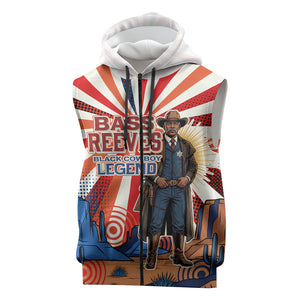 Bass Reeves Black Cowboy Legend Sleeveless Zip Hoodie Retro Comic Pop Art Sunburst Western US Marshal Badge