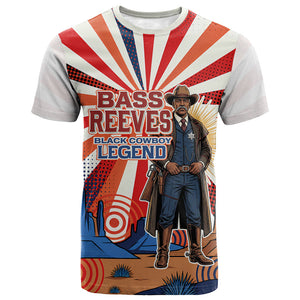 Bass Reeves Black Cowboy Legend T shirt Retro Comic Pop Art Sunburst Western US Marshal Badge