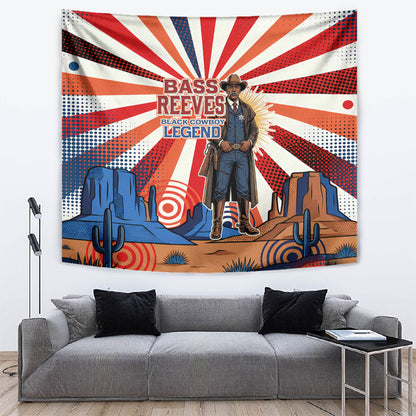 Bass Reeves Black Cowboy Legend Tapestry Retro Comic Pop Art Sunburst Western US Marshal Badge