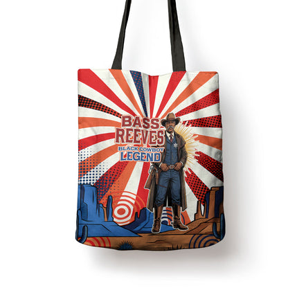 Bass Reeves Black Cowboy Legend Tote Bag Retro Comic Pop Art Sunburst Western US Marshal Badge