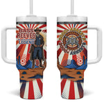 Bass Reeves Black Cowboy Legend Tumbler With Handle Retro Comic Pop Art Sunburst Western US Marshal Badge