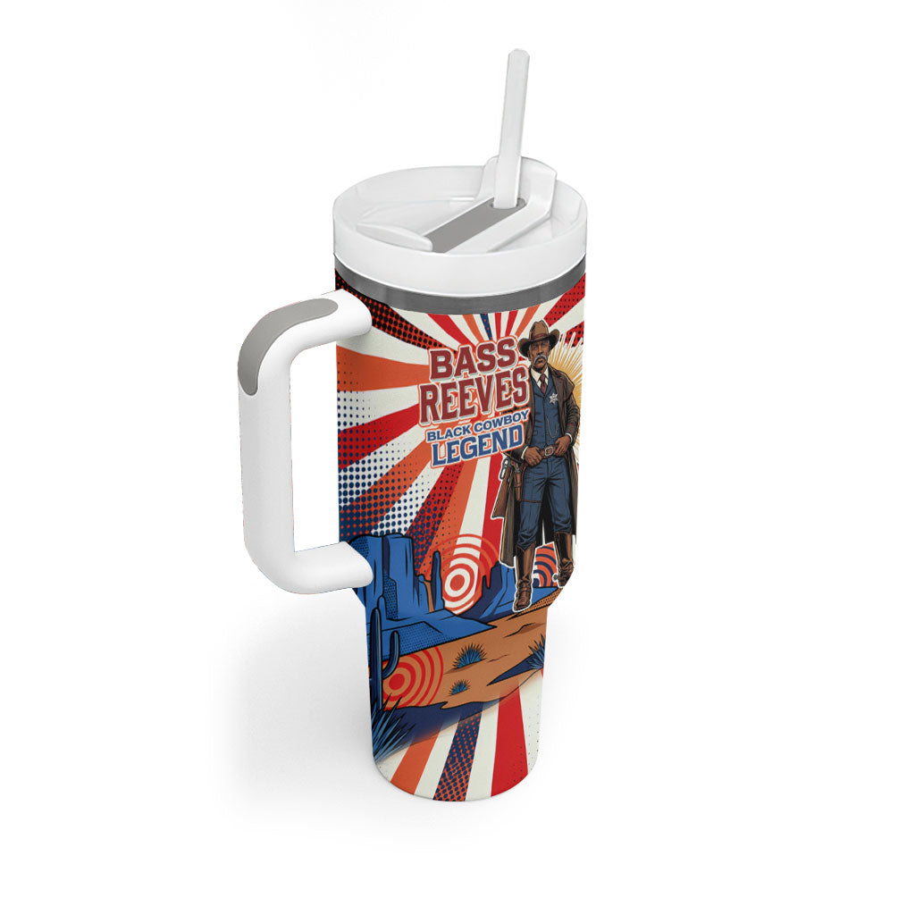 Bass Reeves Black Cowboy Legend Tumbler With Handle Retro Comic Pop Art Sunburst Western US Marshal Badge