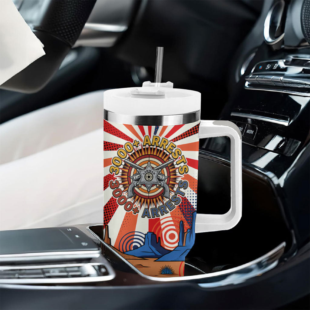 Bass Reeves Black Cowboy Legend Tumbler With Handle Retro Comic Pop Art Sunburst Western US Marshal Badge