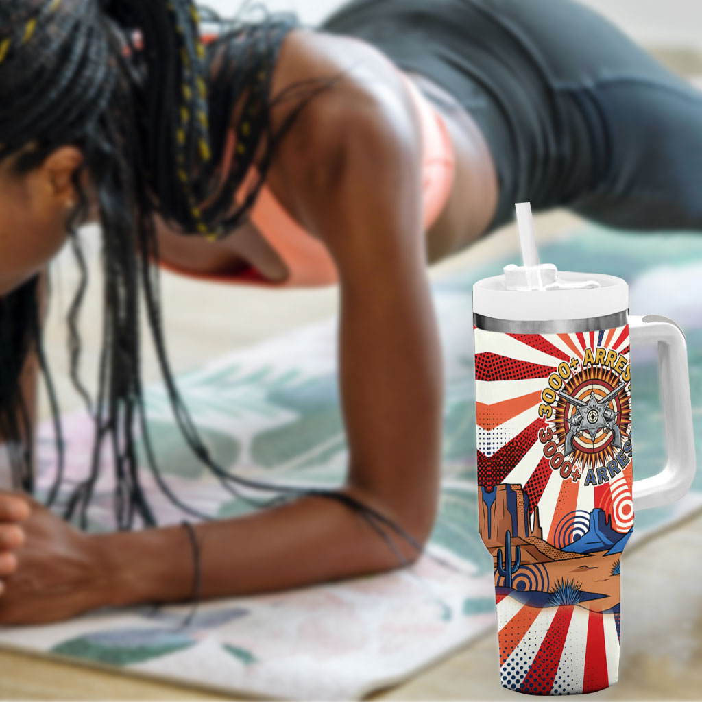 Bass Reeves Black Cowboy Legend Tumbler With Handle Retro Comic Pop Art Sunburst Western US Marshal Badge