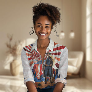 Bass Reeves Black Cowboy Legend Women Casual Shirt Retro Comic Pop Art Sunburst Western US Marshal Badge