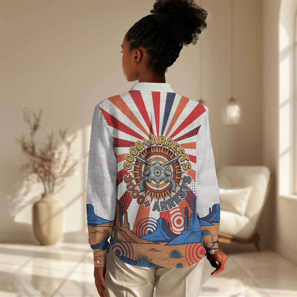 Bass Reeves Black Cowboy Legend Women Casual Shirt Retro Comic Pop Art Sunburst Western US Marshal Badge