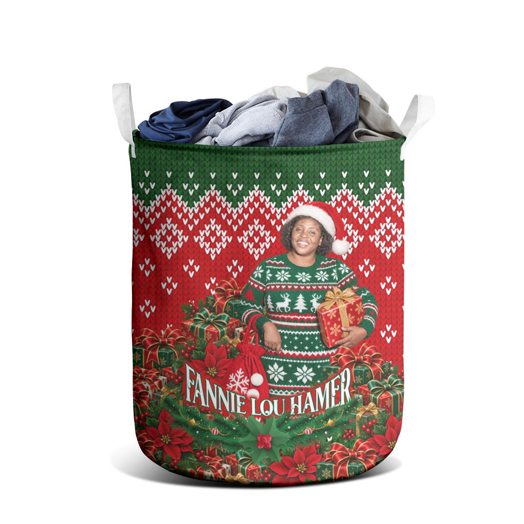 Fannie Lou Hamer Christmas Laundry Basket Retro Ugly Christmas Pattern Civil Rights Activist