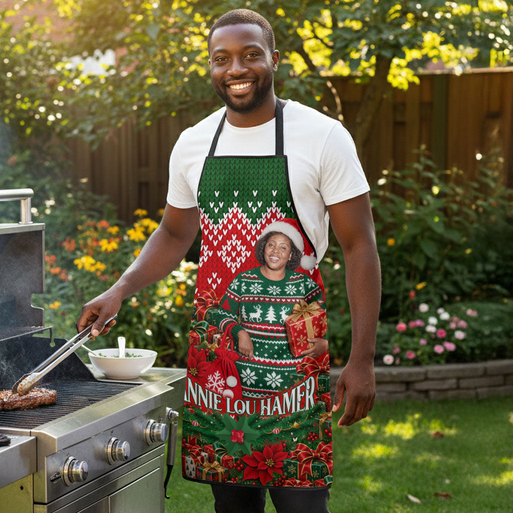 Fannie Lou Hamer Christmas Apron Retro Ugly Christmas Pattern Civil Rights Activist