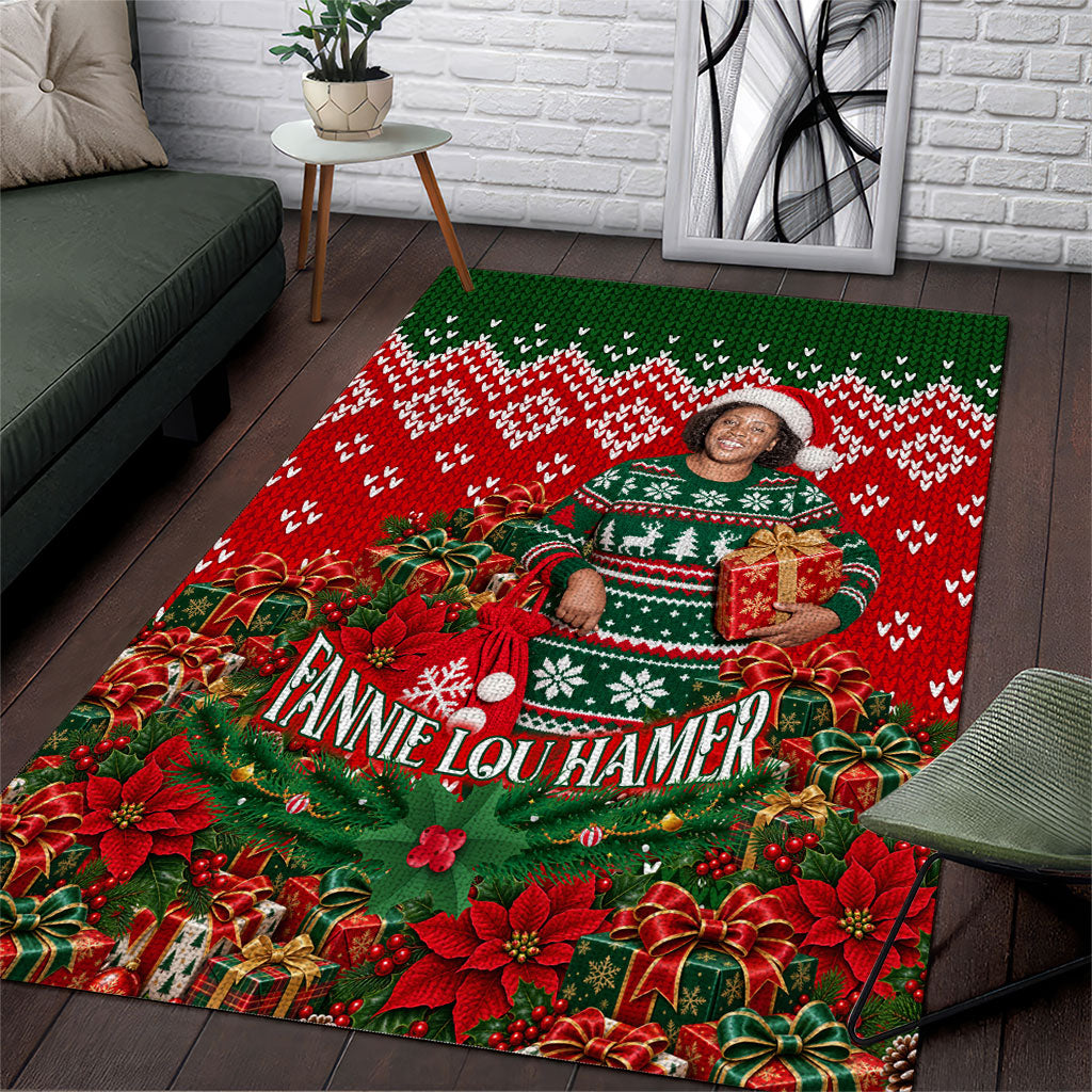 Fannie Lou Hamer Christmas Area Rug Retro Ugly Christmas Pattern Civil Rights Activist