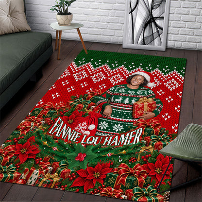 Fannie Lou Hamer Christmas Area Rug Retro Ugly Christmas Pattern Civil Rights Activist