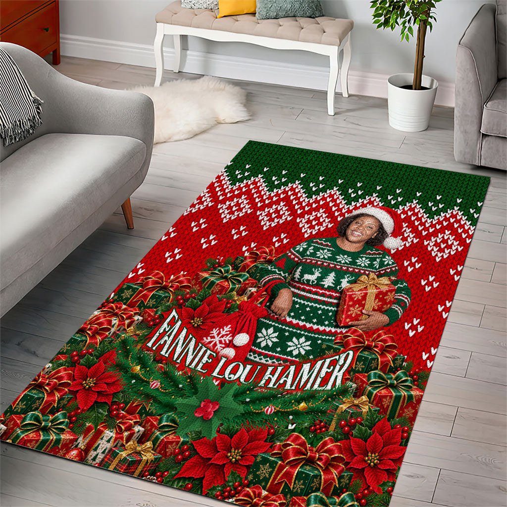 Fannie Lou Hamer Christmas Area Rug Retro Ugly Christmas Pattern Civil Rights Activist