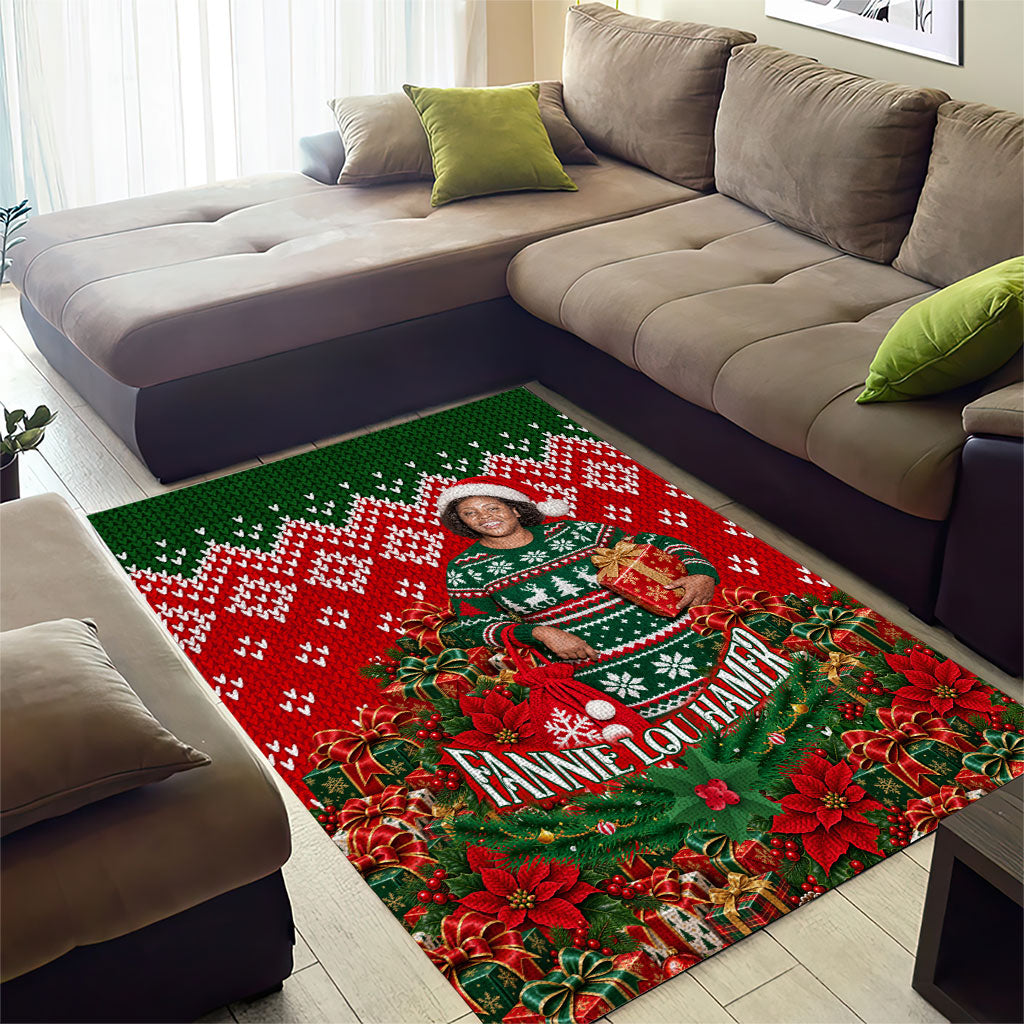 Fannie Lou Hamer Christmas Area Rug Retro Ugly Christmas Pattern Civil Rights Activist