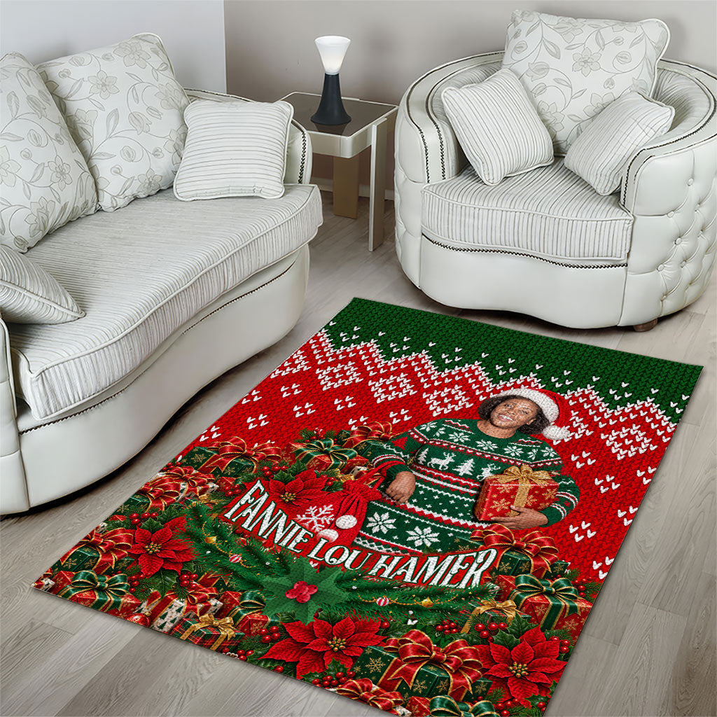 Fannie Lou Hamer Christmas Area Rug Retro Ugly Christmas Pattern Civil Rights Activist