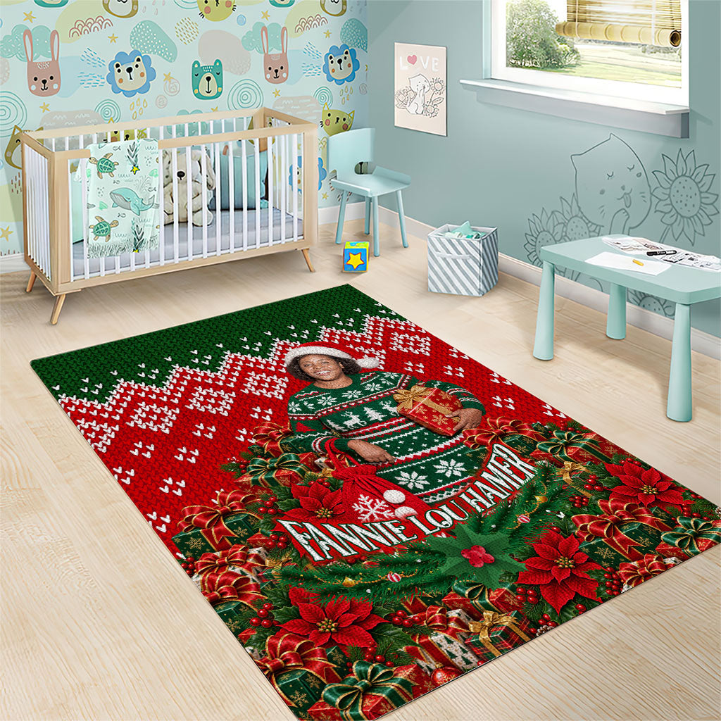 Fannie Lou Hamer Christmas Area Rug Retro Ugly Christmas Pattern Civil Rights Activist