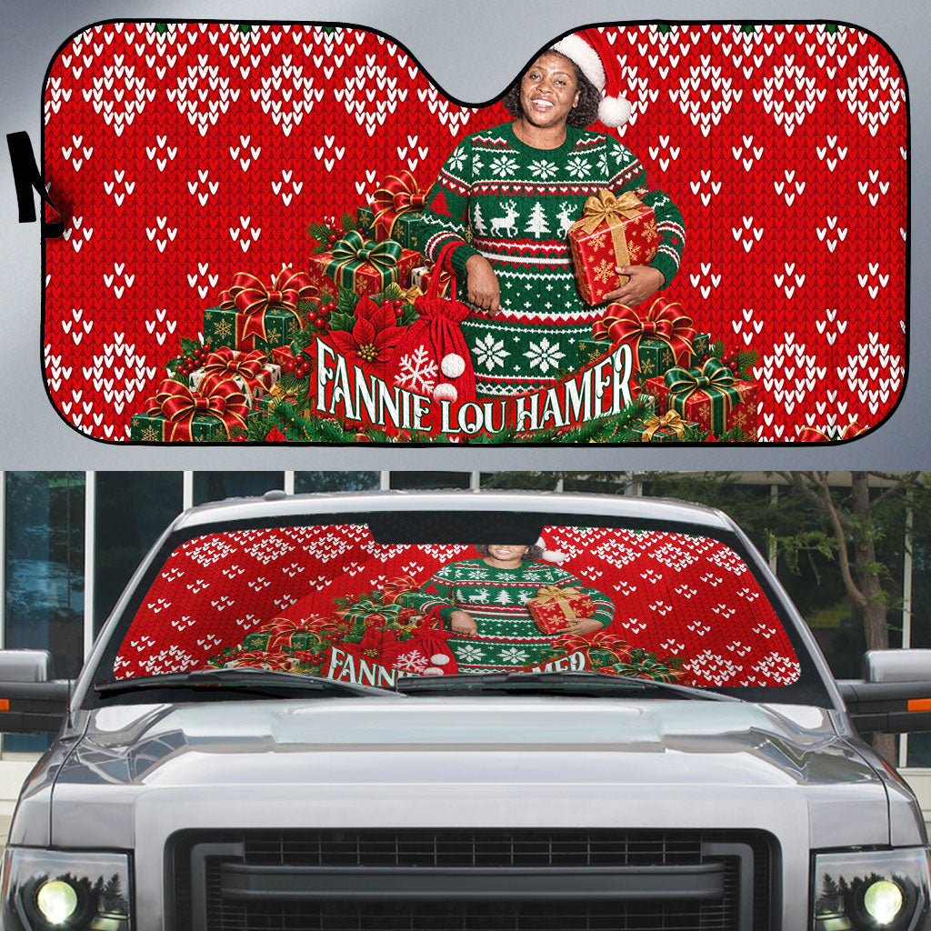 Fannie Lou Hamer Christmas Auto Sun Shade Retro Ugly Christmas Pattern Civil Rights Activist