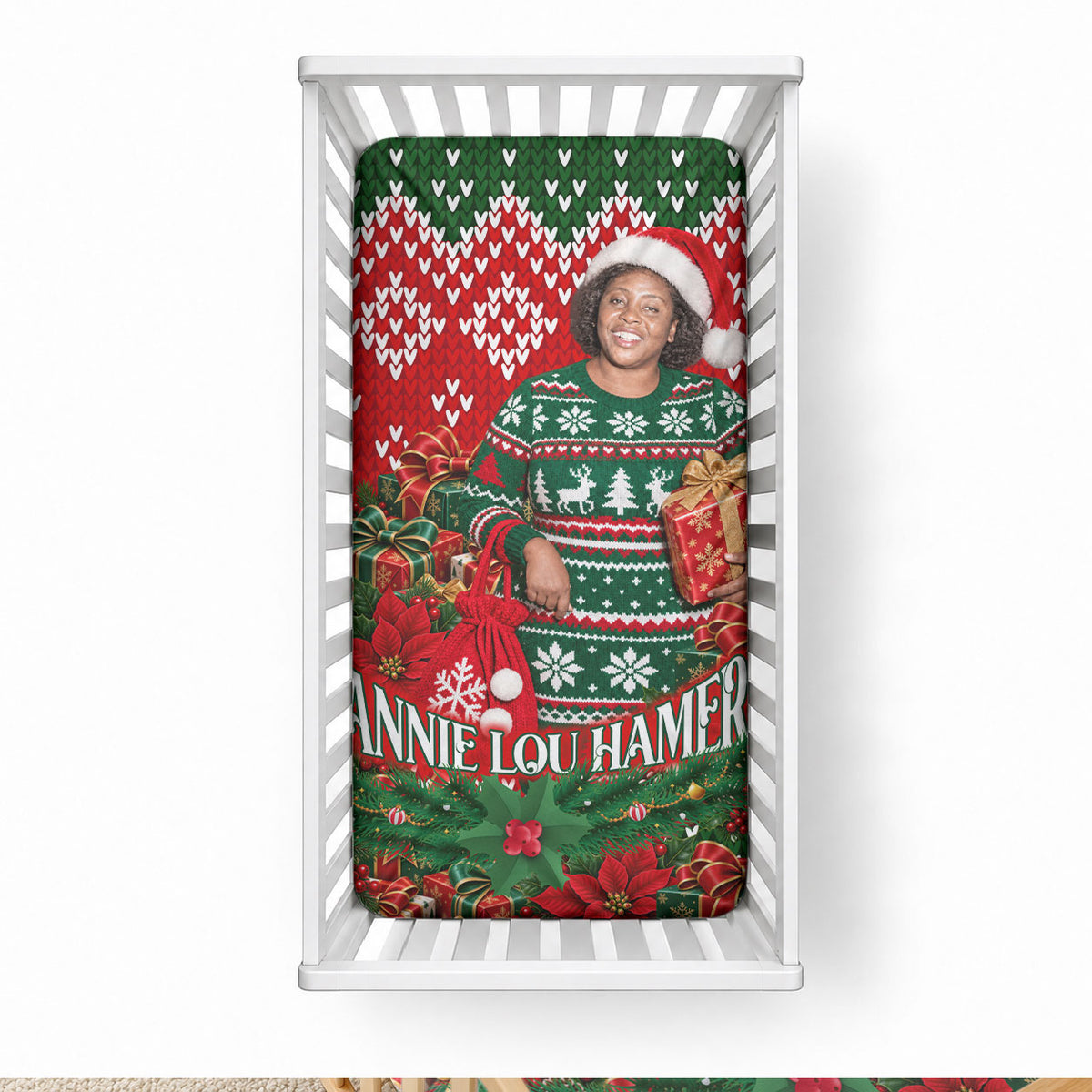Fannie Lou Hamer Christmas Baby Bed Cover Retro Ugly Christmas Pattern Civil Rights Activist