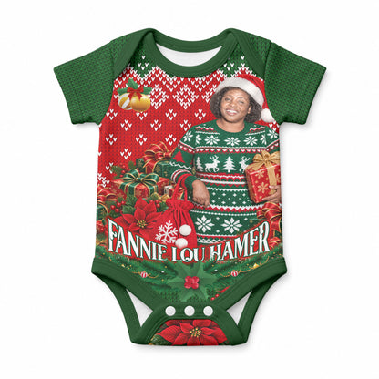 Fannie Lou Hamer Christmas Baby Onesie Retro Ugly Christmas Pattern Civil Rights Activist
