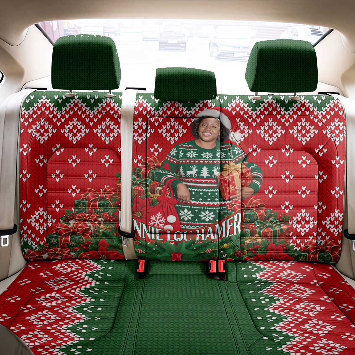 Fannie Lou Hamer Christmas Back Car Seat Cover Retro Ugly Christmas Pattern Civil Rights Activist