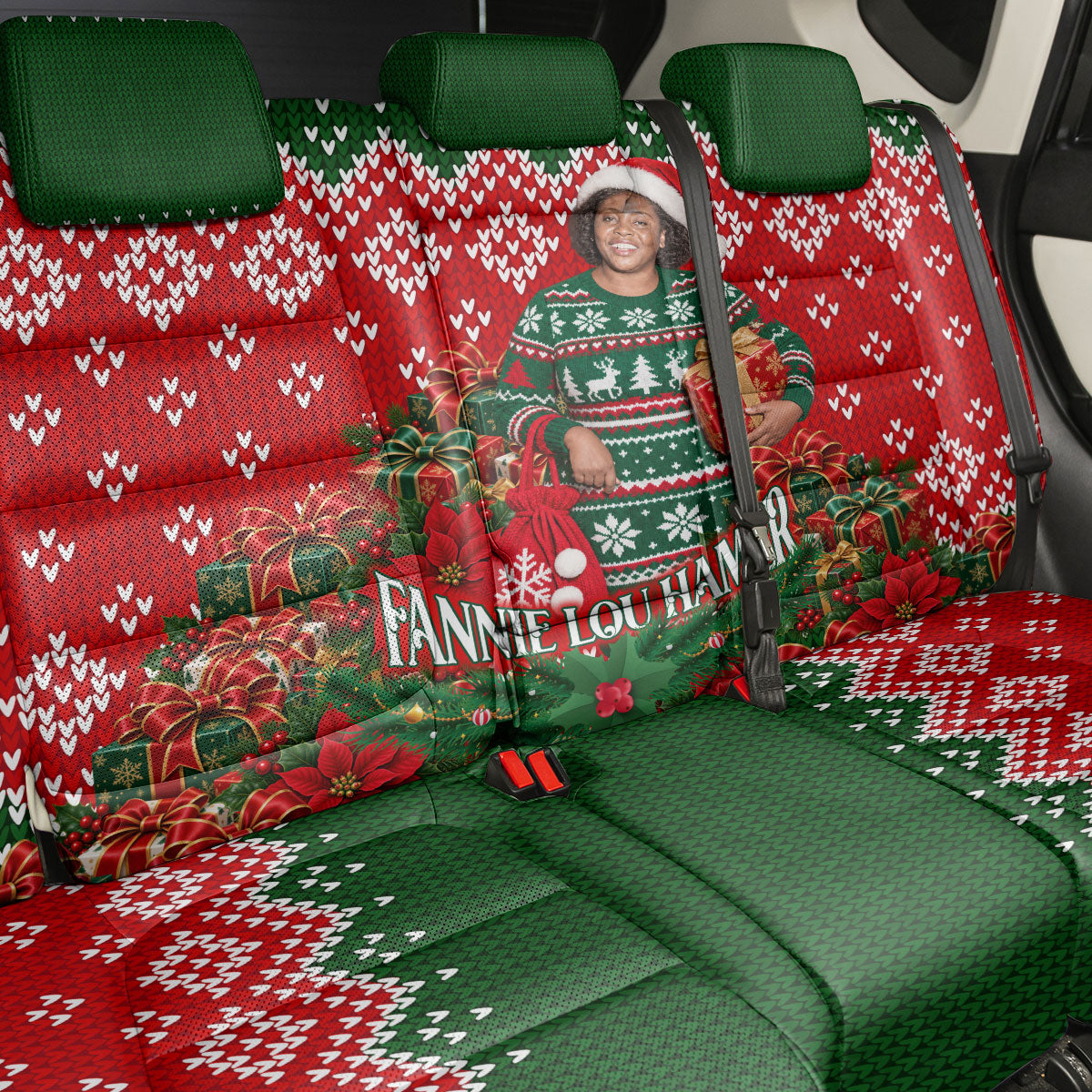 Fannie Lou Hamer Christmas Back Car Seat Cover Retro Ugly Christmas Pattern Civil Rights Activist
