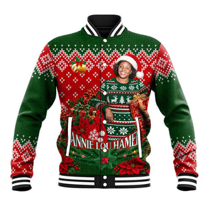 Fannie Lou Hamer Christmas Baseball Jacket Retro Ugly Christmas Pattern Civil Rights Activist