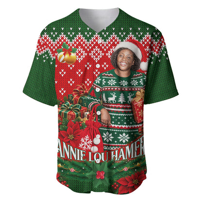 Fannie Lou Hamer Christmas Baseball Jersey Retro Ugly Christmas Pattern Civil Rights Activist