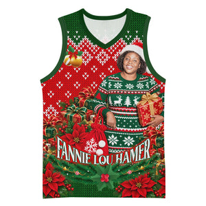 Fannie Lou Hamer Christmas Basketball Jersey Retro Ugly Christmas Pattern Civil Rights Activist