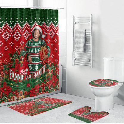 Fannie Lou Hamer Christmas Bathroom Set Retro Ugly Christmas Pattern Civil Rights Activist