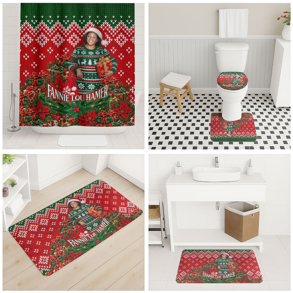 Fannie Lou Hamer Christmas Bathroom Set Retro Ugly Christmas Pattern Civil Rights Activist
