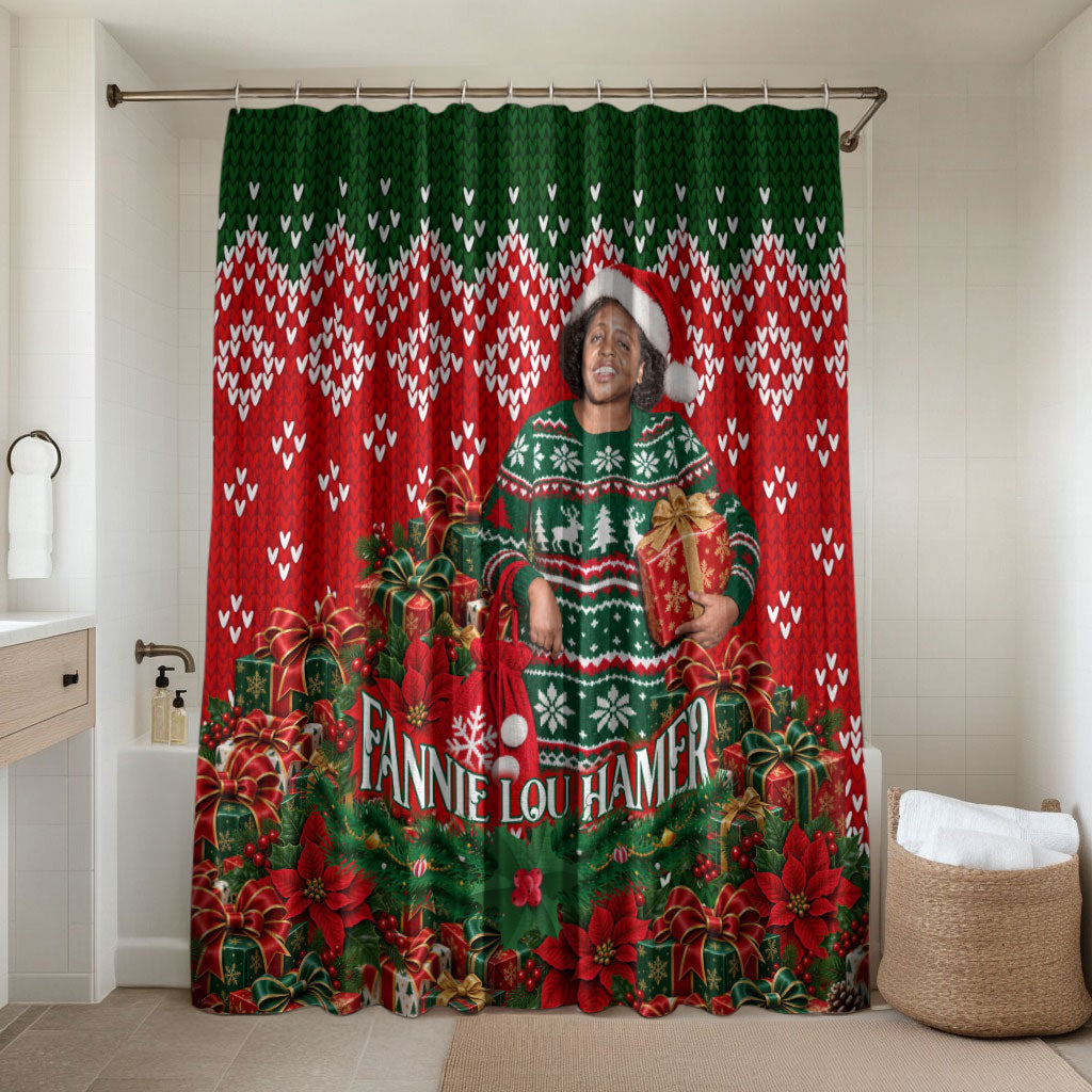 Fannie Lou Hamer Christmas Bathroom Set Retro Ugly Christmas Pattern Civil Rights Activist
