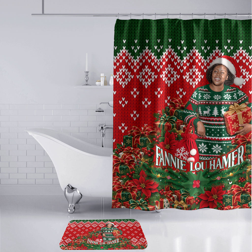 Fannie Lou Hamer Christmas Bathroom Set Retro Ugly Christmas Pattern Civil Rights Activist