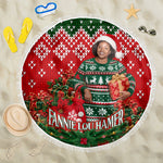 Fannie Lou Hamer Christmas Beach Blanket Retro Ugly Christmas Pattern Civil Rights Activist