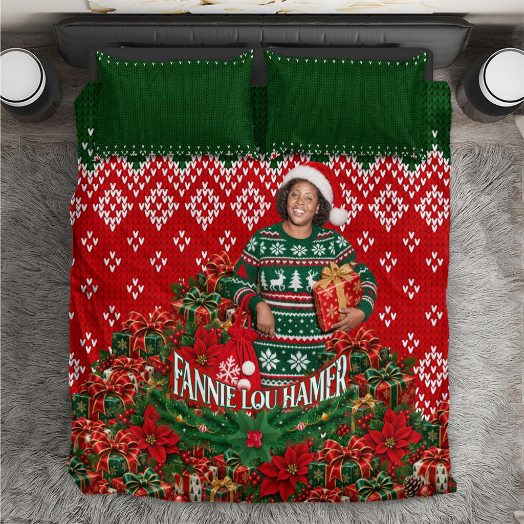 Fannie Lou Hamer Christmas Bedding Set Retro Ugly Christmas Pattern Civil Rights Activist