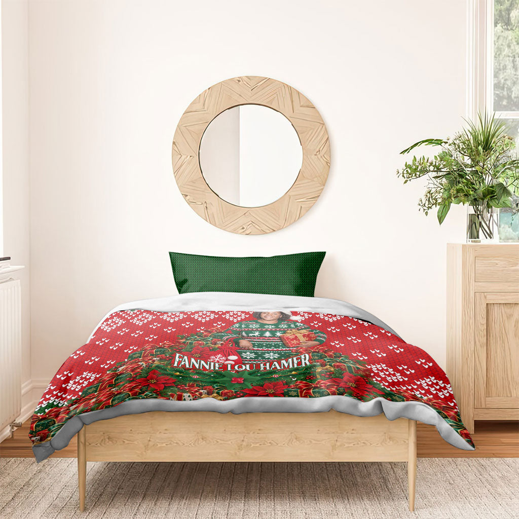 Fannie Lou Hamer Christmas Bedding Set Retro Ugly Christmas Pattern Civil Rights Activist
